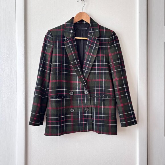 Zara Tartan Plaid Double Breasted Blazer - Picture 5 of 10